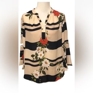 Valerie Stevens Top, Sheer Long Flared Sleeves, Women’s Size L